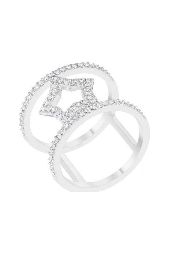 Jgoodin  Womens Nailey 0.75 CT Cubic Zirconia Rhodium Star Contemporary Ring - Size 5