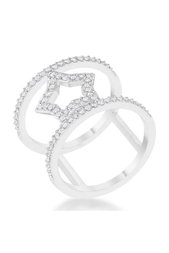 Jgoodin  Womens Nailey 0.75 CT Cubic Zirconia Rhodium Star Contemporary Ring - Size 7