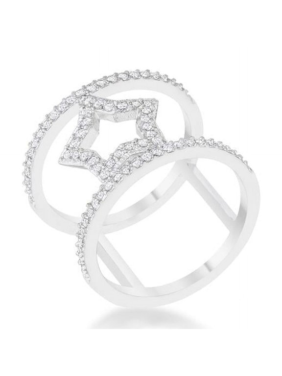 Jgoodin Womens Nailey 0.75 CT Cubic Zirconia Rhodium Star Contemporary Ring - Size 8