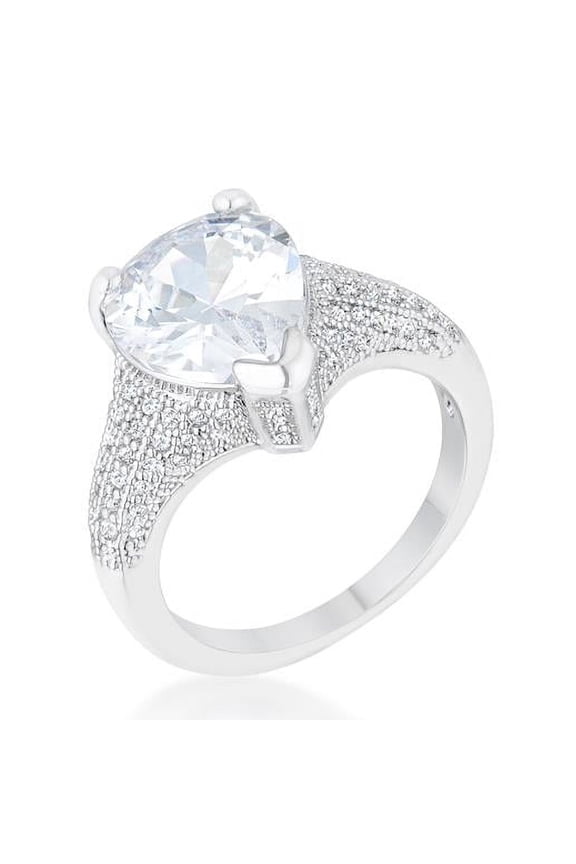 Jgoodin  Womens Rhyne 5.8 CT Cubic Zirconia Rhodium Pear Cocktail Ring - Size 6