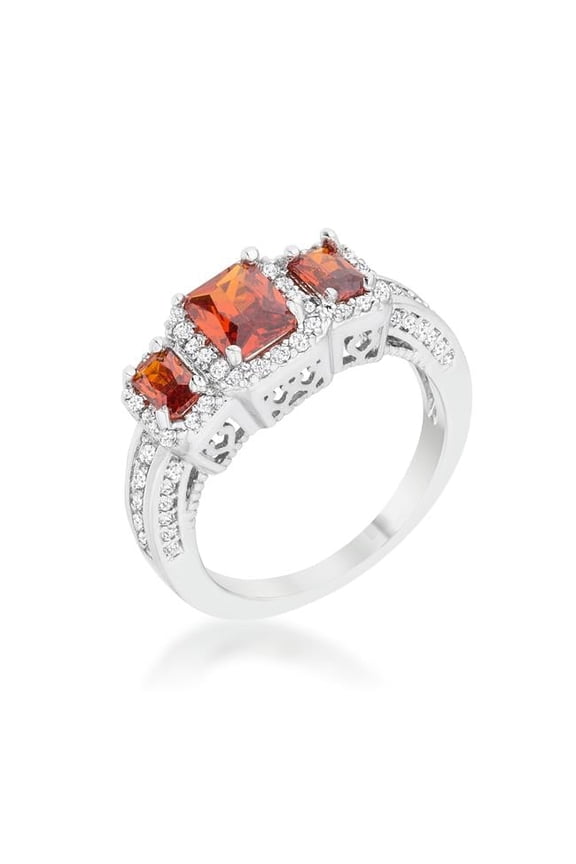 Jgoodin Womens Rita 2.3 CT Garnet Cubic Zirconia Rhodium Classic Trio Ring