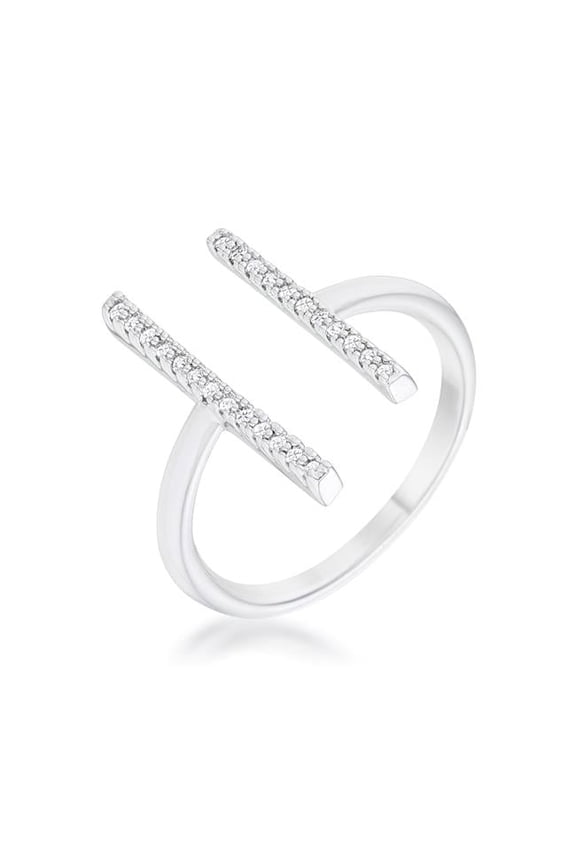 Jgoodin Womens Sharna 12 CT Cubic Zirconia Rhodium Parallel Contemporary Ring - Size 7