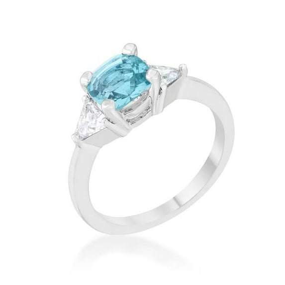 Jgoodin Womens Shonda 1.8 CT Cubic Zirconia Rhodium Cushion Classic Statement Ring - Blue Topaz - Size 7