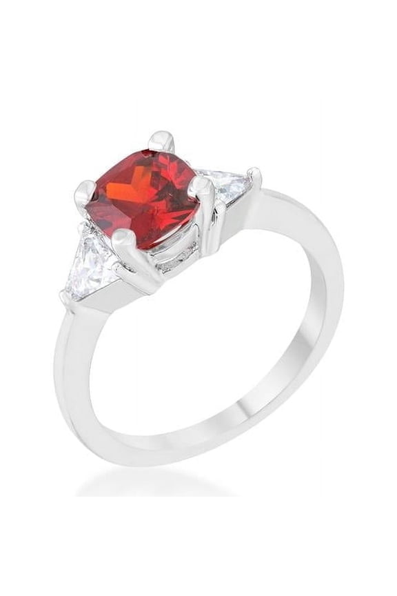 Jgoodin  Womens Shonda 1.8 CT Cubic Zirconia Rhodium Cushion Classic Statement Ring - Ruby - Size 6