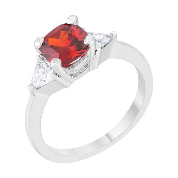 Jgoodin  Womens Shonda 1.8 CT Cubic Zirconia Rhodium Cushion Classic Statement Ring, Ruby - Size 8