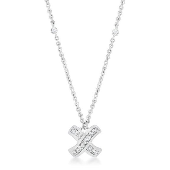 Jgoodin Womens Timeless Pave Necklace - Silvertone Finish - 16in.