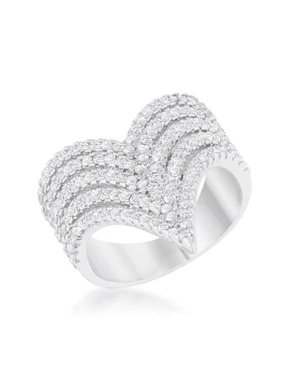 Jgoodin Womens Vera 1.42 CT Cubic Zirconia Rhodium Vintage Inspired Cocktail Ring - Size 5