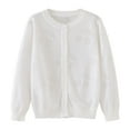 thumbnail image 1 of Jgppe Baby Girl Thin Sweater Cotton Solid Color Long Sleeve Button up Knit Cardigans for 1-7Years, 1 of 7