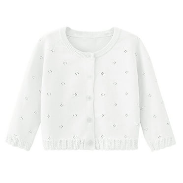 Jgppe Baby Girl Thin Sweater Cotton Solid Color Long Sleeve Button up Knit Cardigans for 6Months-5Years