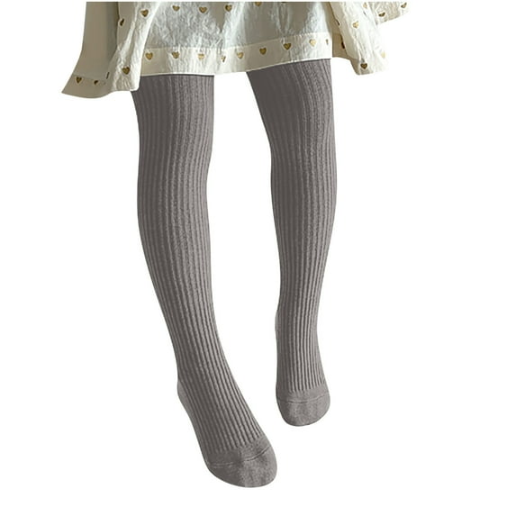 Jgppe Baby Girls Pantyhose Classic Solid Color Seamless Knit Ribbed Stretchy Footed Leggings Tights for 2-12 Years