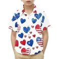 thumbnail image 1 of Jgppe Boys Button down Shirts Summer Beach Shirt 4th of July Print Lapel Short Sleeve Tops for 2-15 Years, 1 of 7