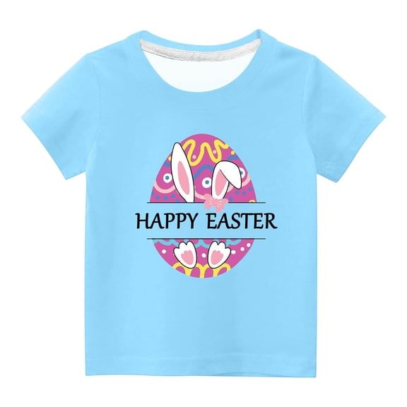 Jgppe Boys Girls Easter T-Shirt Casual Loose Short Sleeves Printed Crewneck Shirt for Toddler Kids 3-14 Years
