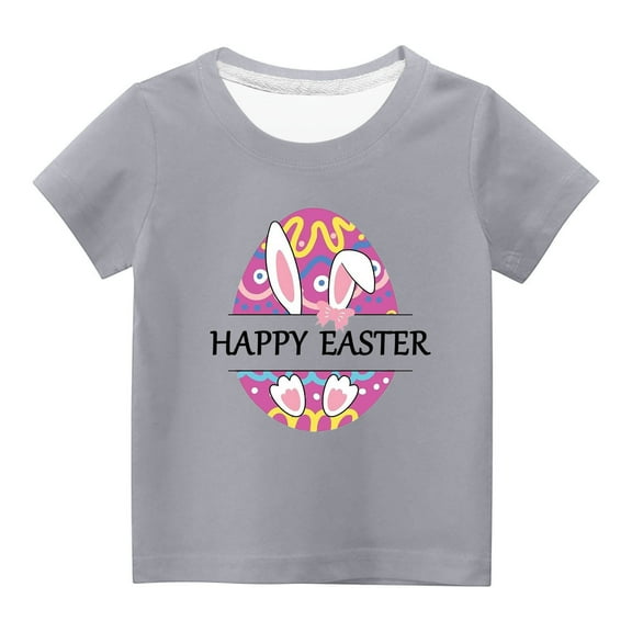 Jgppe Boys Girls Easter T-Shirt Casual Loose Short Sleeves Printed Crewneck Shirt for Toddler Kids 3-14 Years