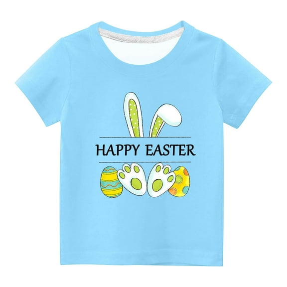 Jgppe Boys Girls Easter T-Shirt Casual Loose Short Sleeves Printed Crewneck Shirt for Toddler Kids 3-14 Years