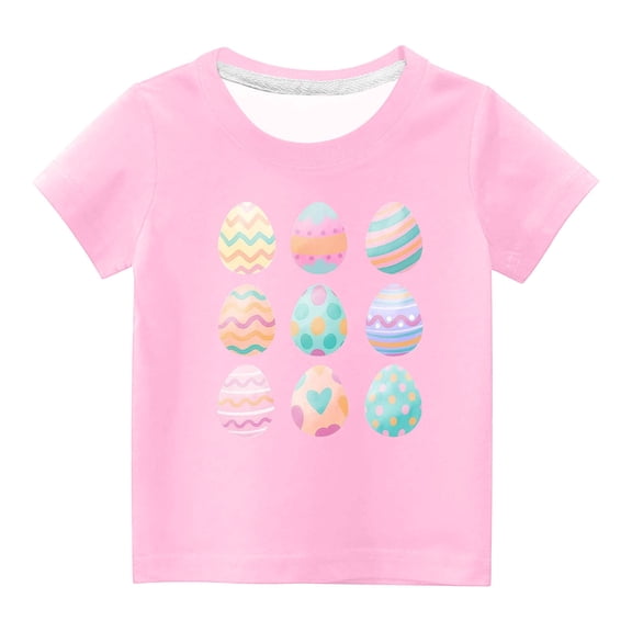 Jgppe Boys Girls Easter T-Shirt Casual Loose Short Sleeves Printed Crewneck Shirt for Toddler Kids 3-14 Years