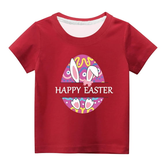 Jgppe Boys Girls Easter T-Shirt Casual Loose Short Sleeves Printed Crewneck Shirt for Toddler Kids 3-14 Years