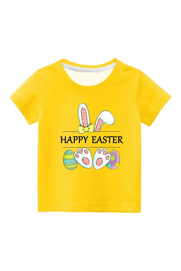 Boys Girls Easter T-Shirt Casual Loose Short Sleeves Printed Crewneck Shirt for Toddler Kids 3-14 Years