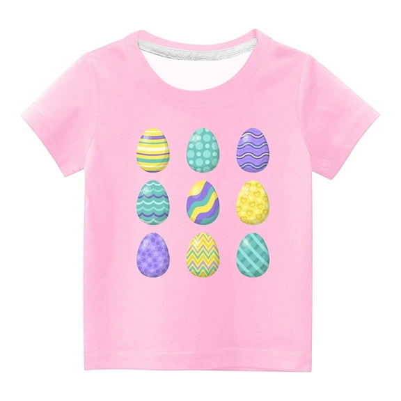 Jgppe Boys Girls Easter T-Shirt Casual Loose Short Sleeves Printed Crewneck Shirt for Toddler Kids 3-14 Years