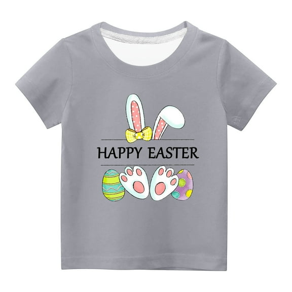 Jgppe Boys Girls Easter T-Shirt Casual Loose Short Sleeves Printed Crewneck Shirt for Toddler Kids 3-14 Years