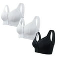 thumbnail image 1 of KyCheLot Bra for Women Front Closure Senior Bras 3 Pack Comfy Wireless Breathable Snap Support Everyday Bras, 1 of 2