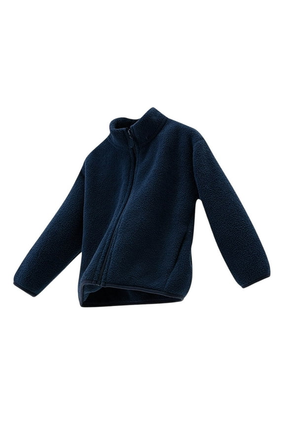 Fleece Jackets for Boys Girls School Warm Long Sleeve Full Zip Comfy Winter Fall Outerwear with Pockets 1-12 Years