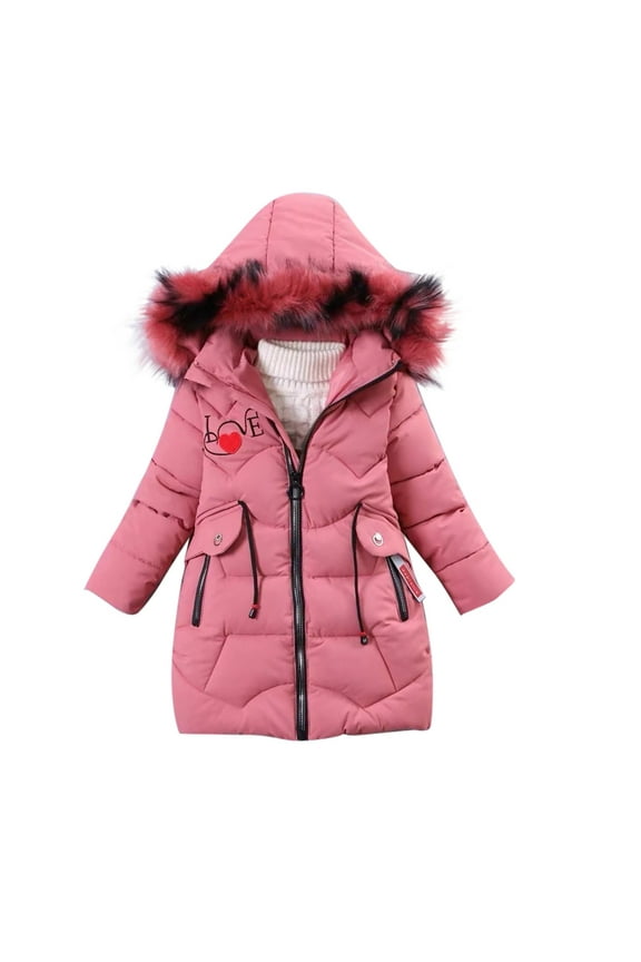 Girl Winter Dress Coats Warm Outwear Hooded Thicken Padded down Jacket Windproof 8-12 Years