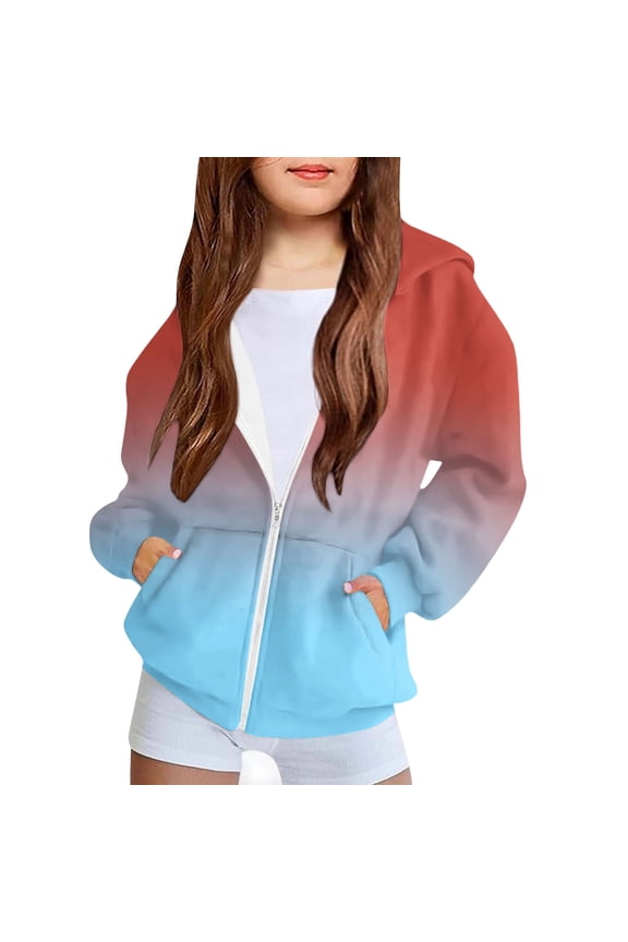 Girls Casual Hoodie Zip up Long Sleeve Jacket Lightly Sweatshirt with Pockets Winter Fall 4-12Years