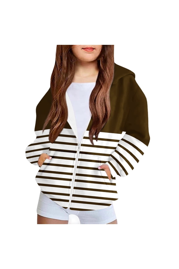 Girls Casual Hoodie Zip up Long Sleeve Jacket Lightly Sweatshirt with Pockets Winter Fall 4-12Years