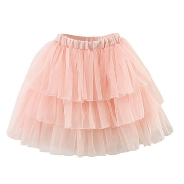 Jgppe Girls Short Skirt Trendy Layered Tulle Elastic Waist Solid Color for 2-8 Years Little Girls