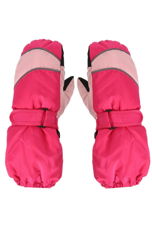Kids Mittens Waterproof Winter Warm Fleece Lined Long Cuff Ski Gloves for Boys Girls 6-11 Years