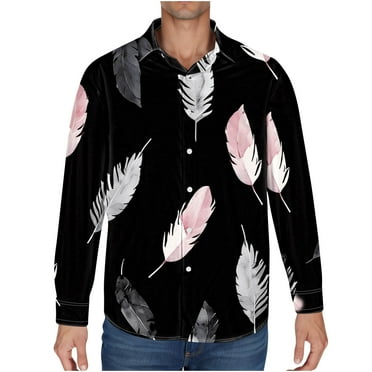 Jgppe Long Sleeve Shirt for Men Button Front Fashion Printed Long Sleeve Collar Shirt Casual Tops