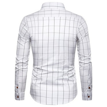 Jgppe Men's Long Sleeve Shirt Plaid Cotton Breathable Slim Collared Button down Dress Shirt