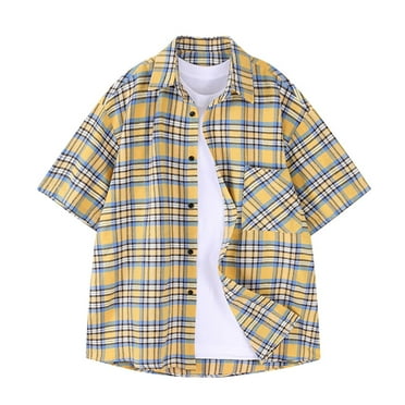Jgppe Men's Plaid Short Sleeve Shirt Summer Casual Lapel Button down Shirts with Chest Pocket Dress Shirt Work