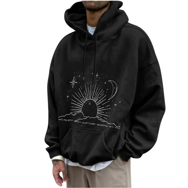 Jgppe Men's Pullover Sweatshirt Oversized Vintage Hooded Long Sleeve Drawstring Sweatshirt Unisex Valentine's Day