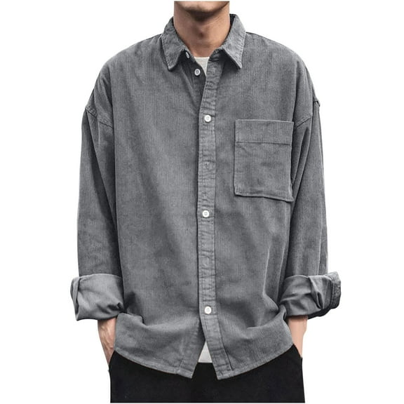 Jgppe Men's Shirt Corduroy Button down Long Sleeve Ribbed Casual Warm Fall Winter Tops