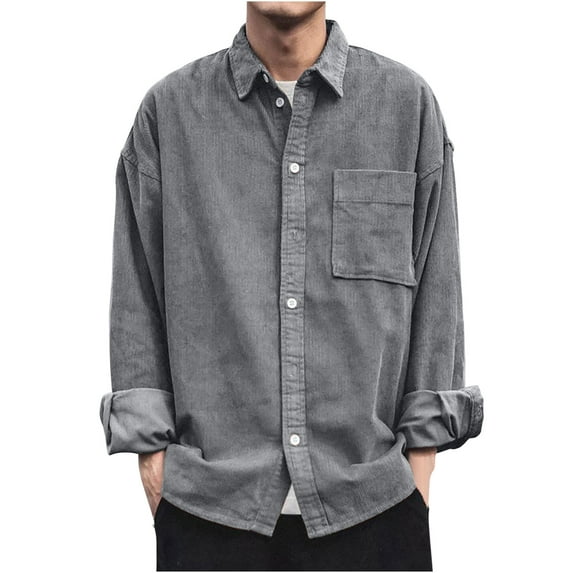 Jgppe Men's Shirt Corduroy Button down Long Sleeve Ribbed Casual Warm Fall Winter Tops