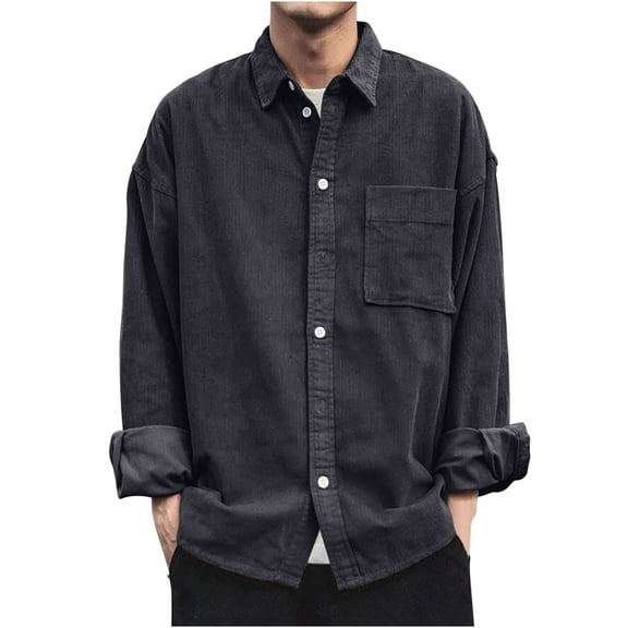 Jgppe Men's Shirt Corduroy Button down Long Sleeve Ribbed Casual Warm Fall Winter Tops