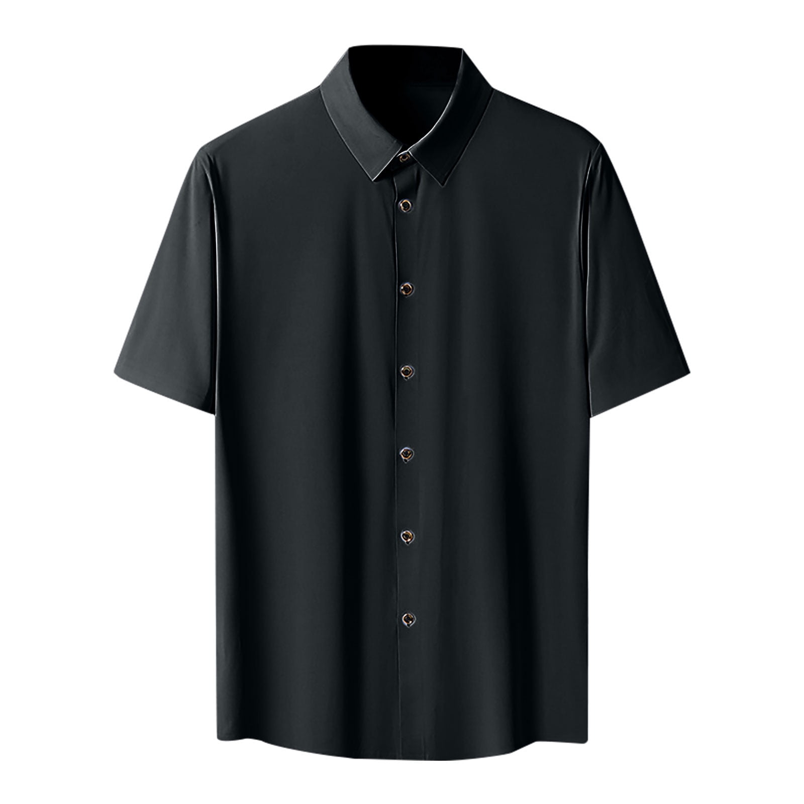 Jgppe Men's Summer Dress Shirts Quick Dry Comfy Ice Silk Short Sleeve ...