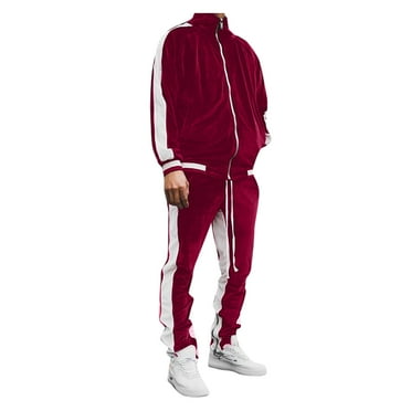 Jgppe Men's Tracksuit Comfy Velvet Full Zip Sweatsuit Long Sleeve Jacket Drawstring Long Trousers Athletic Outfits