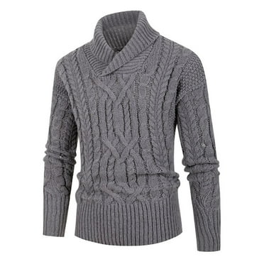 Jgppe Men's Turtleneck Sweater Shawl Collar Pullover Ribbed Edge Long Sleeve Knitted Tops
