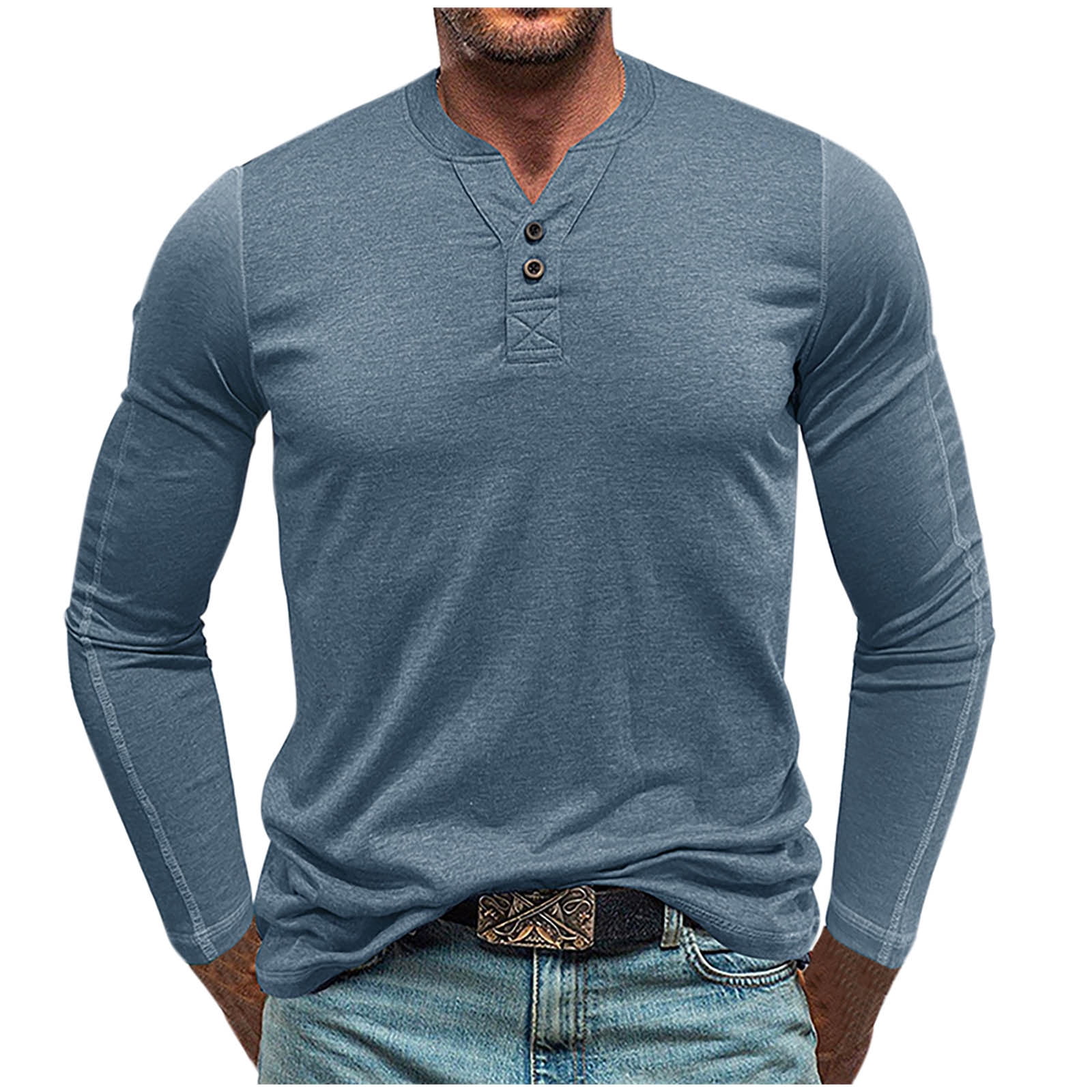 Jgppe Mens Casual Long Sleeve Shirts Classic Solid Color Button Comfy ...