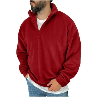 Jgppe Mens Fleece Sweatshirt 1/4 Zipper Warm Comfy Pullover Long Sleeve Basic Tops Unisex Fall Winter
