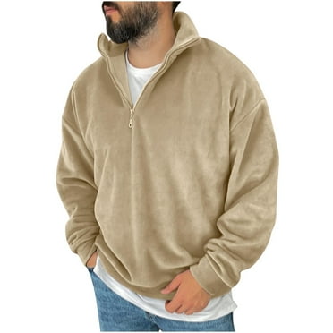 Jgppe Mens Fleece Sweatshirt 1/4 Zipper Warm Comfy Pullover Long Sleeve Basic Tops Unisex Fall Winter