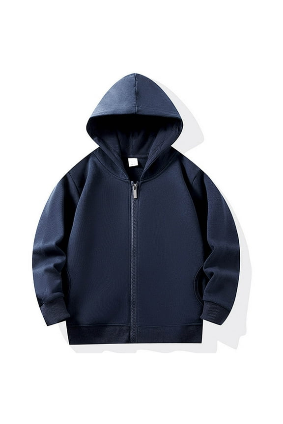 Sweatshirt Jackets for Kids School Uniform Solid Color Full Zip Casual Sport Hoodie Jacket Boy Girl 1-12 Years