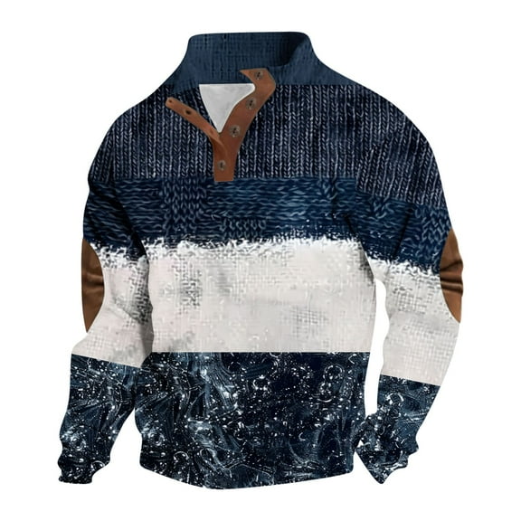 Jgppe Sweatshirt for Men Plus Size Stand Collar Quarter Zip Long Sleeve Trendy Pullover Tunic Tops