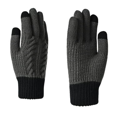 Jgppe Winter Knit Gloves for Men Women Cotton Warm Touch-Screen Color Block Full Finger Glove for Outdoor Driving