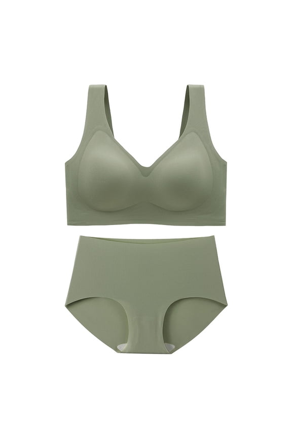 Women's Bra and Panty Set 2 Piece Breathable Seamless Push-Up Bras and Mid Waist Briefs Plus Size