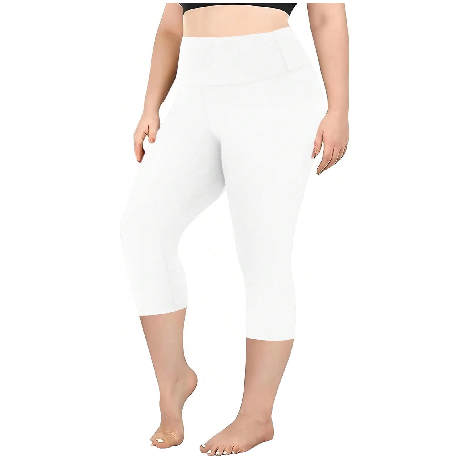 Jgppe Women's Capri Leggings Plus Size Comfy Belly Hide Soft Stretchy ...
