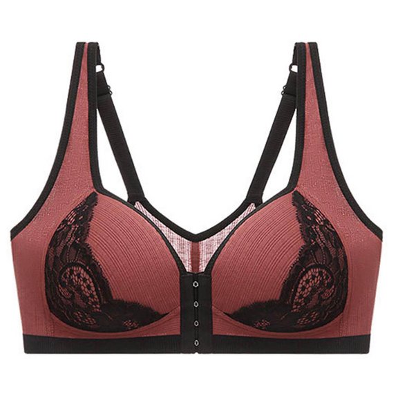 KyCheLot Women's Front Closure Bras Lace Shape No Wire Full Coverage Plus Size Push up Bras