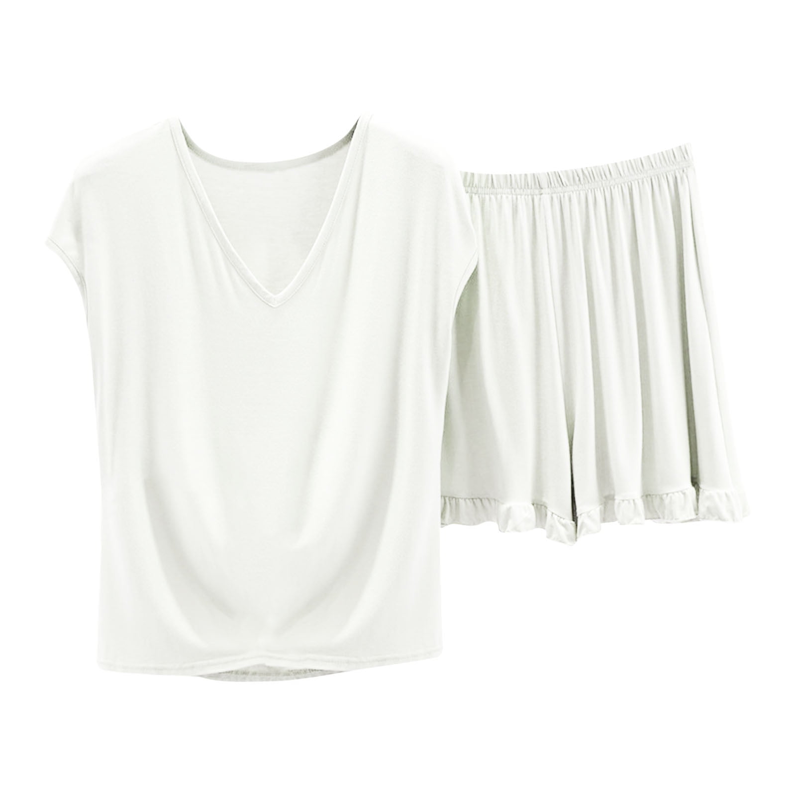 Jgppe Womens Summer Pajamas Set Trendy Short Sleeve VNeck Tops and